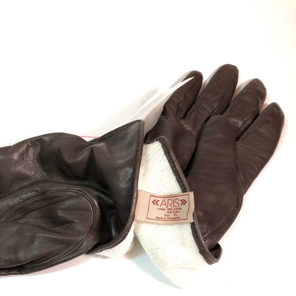 Aris brown leather gloves with white lining - Picture 4 of 7